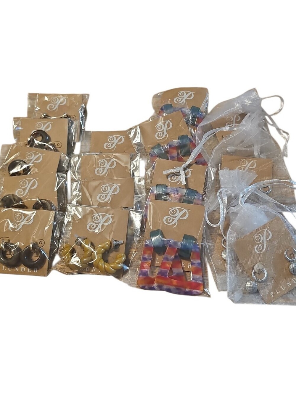 Plunder Mixed Resin & Metal Earring Set in Multicolor, Black, Yellow, Silver
